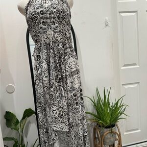 Calypso St. Barth Black and White High Low Dress